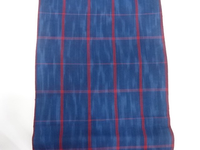  格子模様織り出し　開き名古屋帯（額縁仕立て）